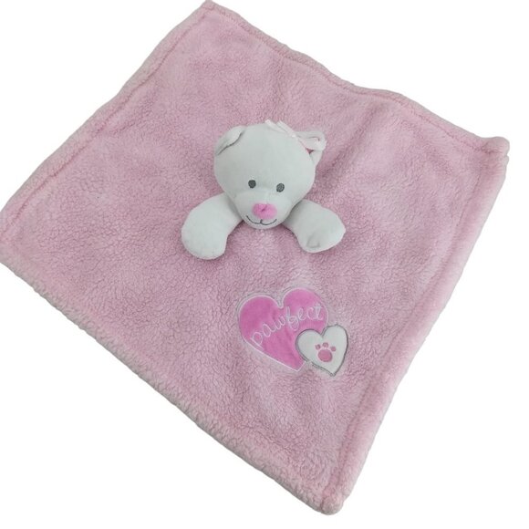 Baby Gear Pink Kitty Cat Pawfect Embroidered Lovie Lovey Security Blanket - Picture 1 of 7